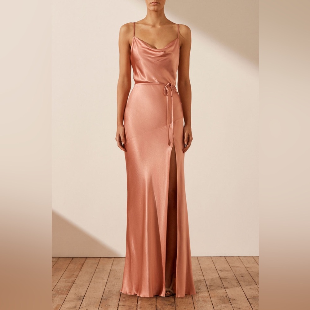 Shona Joy La Lune Bias Cowl Maxi Dress in Antique Rose Size 10